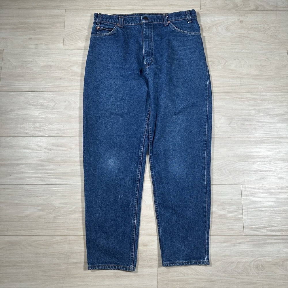 VINTAGE 90s Levi's 550 Jeans Mens 34x30 Blue Orange Tab Cotton Relaxed Fit Taper